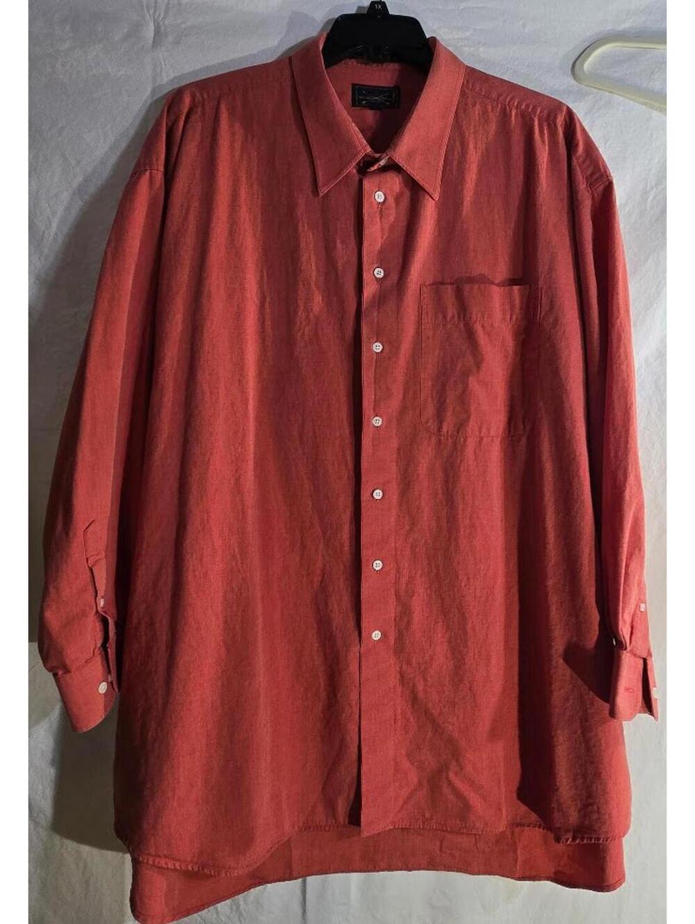 Arrow Company Men's Long Sleeve Button-Up Shirt Coral Size 4XL